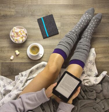 Чохол для Kindle Paperwhite 7 (Amazon) | Шкіряний чохол з ворсового фетру, Made in Germany (Антрацит - зелений)