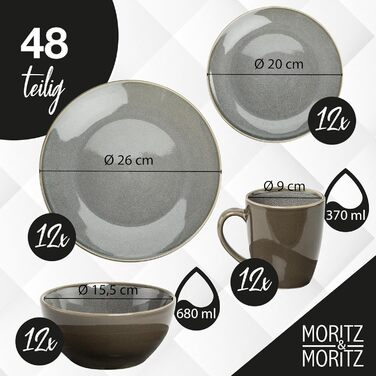 Набір посуду Moritz & Moritz SENSE 24 предмети для 6 осіб, бежевий, стильний столовий сервіз зі стонованого посуду, стійкий до подряпин, підходить для мікрохвильовки та посудомийної машини