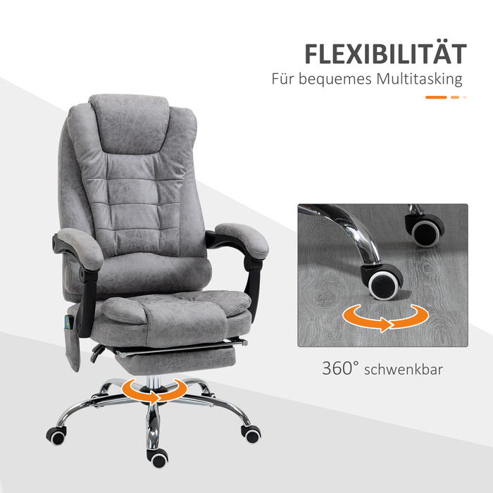 Vinsetto Office Chair with Massage Function, Ergonomic Desk Chair with Recline and Heat Function, Remote Control, Gray