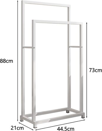 Підставка для рушників, тримач для рушників, стійка для рушників на 3 рейки, для ванної кімнати, сталева, 2 яруси (білий)