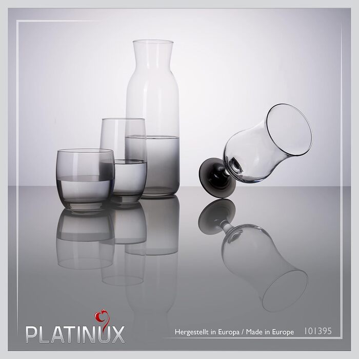 Бокали для коктейлів PLATINUX 400 мл (набір 6 шт.) з ефектом чорного омбре, скляні келихи для вечірок та коктейлів