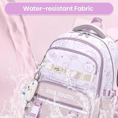 Дитячий рюкзак IvyH для дівчаток: водонепроникний, велика місткість, 2-6 клас, для школи, гімназії, університету, фіолетовий