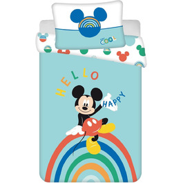 Комплект постільної білизни Disney Mickey Mouse для немовлят JFabrics, 100% бавовна, блакитний, 100 x 135 см + наволочка 60 x 40 см