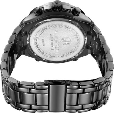 Чоловічий годинник з хронографом: сталевий, водонепроникний, з датою та будильником, аналогово-цифровий дисплей, чорний колір