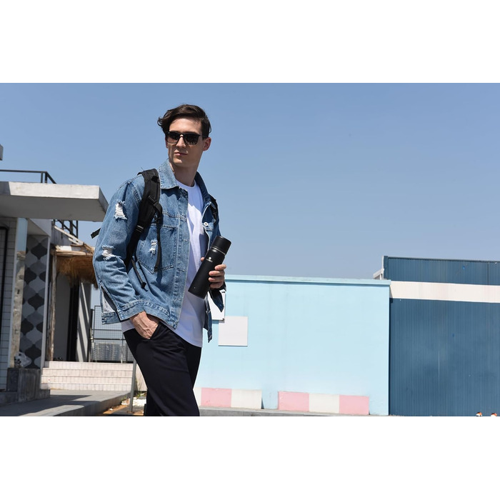 Термос-термокана з нержавіючої сталі SANTECO 1л, 500мл, не протікає, з кришкою-чашкою для подорожей. Термос для кави та чаю для дітей, спорту, без BPA, 24 години холод, 12 годин тепло (фіолетовий, 500 мл)