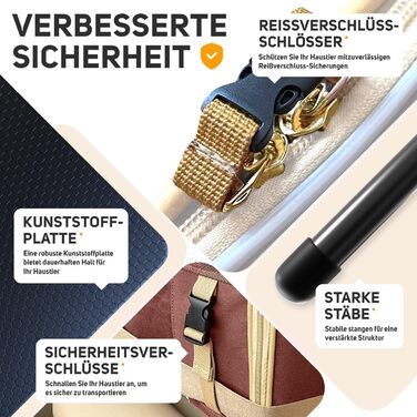 Транспортна переноска для кота та собаки, сумка-переноска для маленьких собак та котів, коричнева, 51 x 36 x 33 см