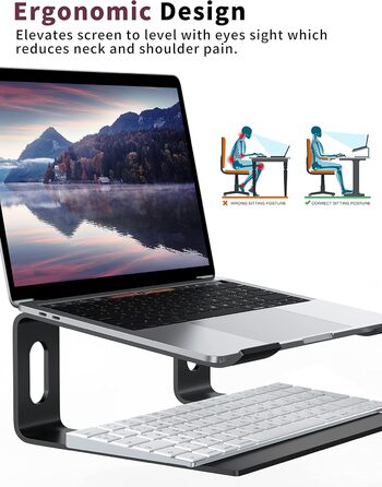 Підставка для ноутбука Alashi, металева, чорна, для екранів 10-15.6 дюймів, ергономічна