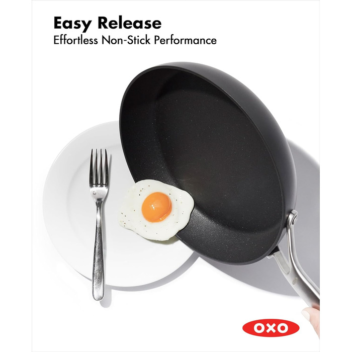 Набір посуду OXO Professionelles 5 предметів: каструлі та сковороди з керамічним покриттям, індукційні, з нержавіючої сталі, без PFAS, з алмазним посиленням, для посудомийної машини, чорний