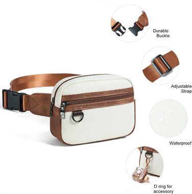 Жіноча та чоловіча поясна сумка, 2 л, веганська шкіра, коричнева, 8 дюймів. Ідеальна для подорожей, піших прогулянок та бігу.