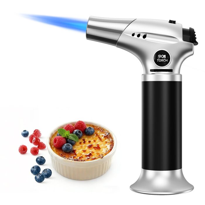 Кулінарний пальник Ankway для карамелізації та фламбування, газовий пальник для Крем-брюле з замком безпеки, регульований, сріблястий (бутан не входить)