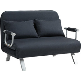 HOMCOM Convertible Sofa Bed with Adjustable Backrest, Throw Pillows, and Armrests