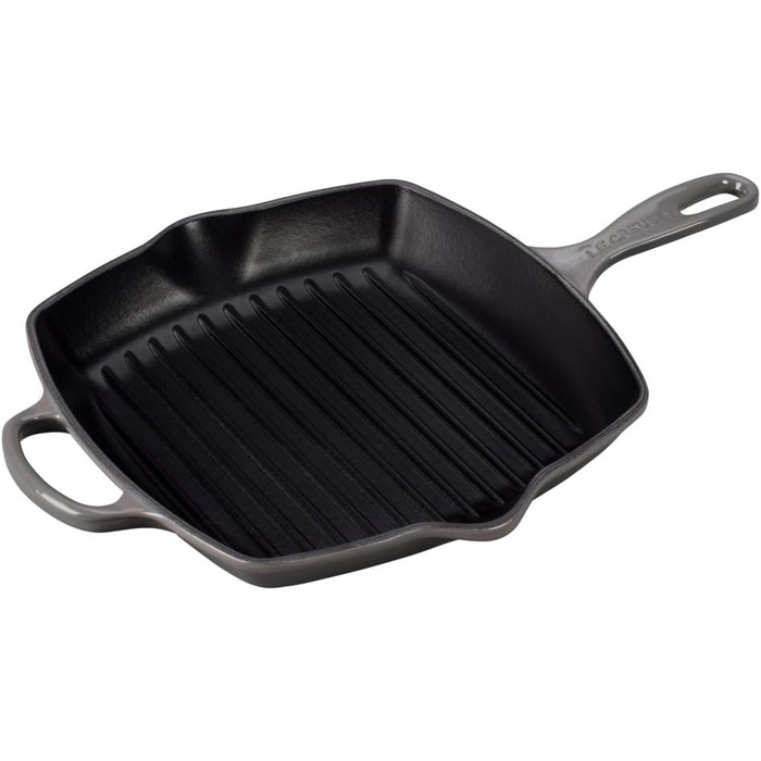 Le Creuset Signature чавунна гриль-пательня квадратна 26 см, для всіх типів плит, індукція, 2,86 кг, колір Flint