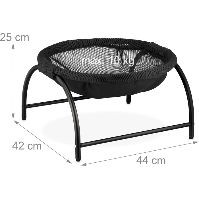 Крісло-гамак для котів Relaxdays, чорне, на стійці, 42 x 44 x 25 см