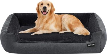 HMTOPE Dog Bed, Dog Sofa, Dog Cushion, Dog Basket, Detachable and Washable, Dark Grey, 110 x 86 x 26 cm