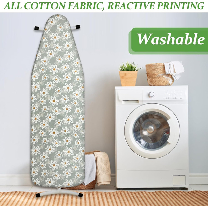 Чохол для гладильної дошки 125x45 см, Extra Dick з бавовни, з підкладкою та терморефлексною поверхнею, з гумкою, сумісний з дошками 117-125x37-45 см, для парогенераторів та прасок, Easy Fit