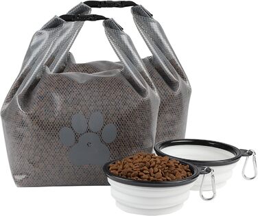 Набір для годування собак: сумка-органайзер з двома складними мисками, BPA-free, для подорожей, кемпінгу, авто