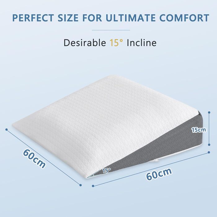 Підвалин для ліжка та дивану HAVARGO з подвійним шаром Memory Foam. Ергономічний трикутник для сну з рефлюксом, апное, підтримки спини при грі. Розмір 55x55x25 см (трикутник-підвалин)