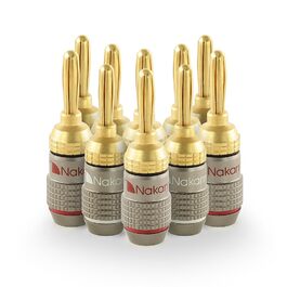 Бананові роз'єми Nakamichi FanLock Excel-Serie, 24Кт позолочені, для акустичних кабелів 10-18 AWG, 4 мм, для Hi-Fi стерео та домашнього кінотеатру, 10 шт (5 пар)