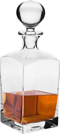 Krosno Whisky Rum Decanter Carafe with Stopper | 1000 ml | Caro Collection | Gift Box Brandy Glass | Water Bottle | perfect for home, restaurants and kitchen | Decanter ideal as a gift