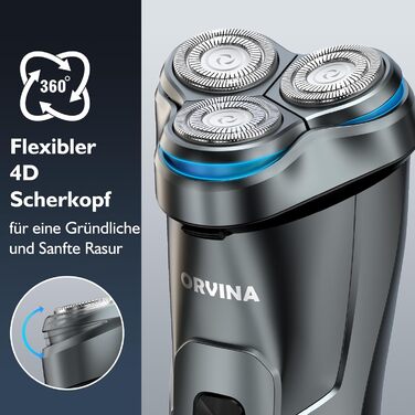 Електричний чоловічий бритва: бездротовий ротаційний бритва з LED-дисплеєм, IPX7, вологостійкий (сріблястий) H9