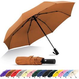 Дощовий парасолька SoulRain: вітростійкий, компактний, для автомобіля, гольф, у подорожі (коричневий)