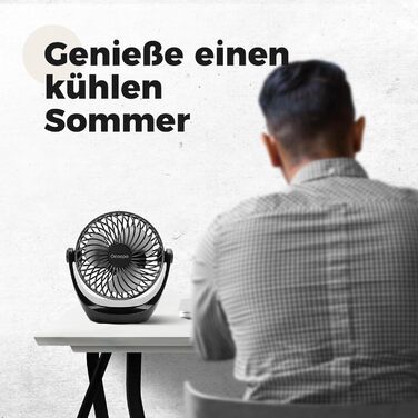 USB вентилятор OCOOPA: компактний настільний вентилятор з потужним потоком повітря та тихим режимом роботи. 3 швидкості, 360° обертання, портативний для офісу, дому та відпочинку на природі (чорний)