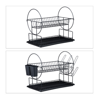 Relaxdays 2-Tier Dish Drying Rack