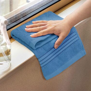 Набір м'яких махрових рушників для обличчя та тіла Utopia Towels, 100% бавовна, 30x30 см, сіро-блакитний, 12 шт.