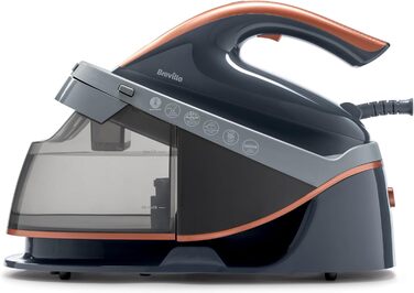 Праска Breville Powersteam 2600W з керамічною підошвою, 220г паровий удар, вертикальний струмінь 50 г/хв, автовимкнення, білий/блакитний (станція для прасування)