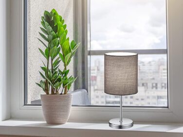 Торшер Reality Leuchten Jerry R50491011 - металевий, нікель матовий, з сірим абажуром, цоколь E14