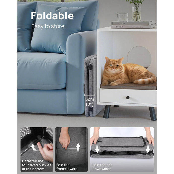 Транспортна сумка для котів Pecute Katzentasche: міцна переноска для домашніх тварин, легка, складана, для котів та маленьких собак, ідеальна для подорожей та до ветеринара, до 4 кг, сіра, 44 x 23 x 30 см