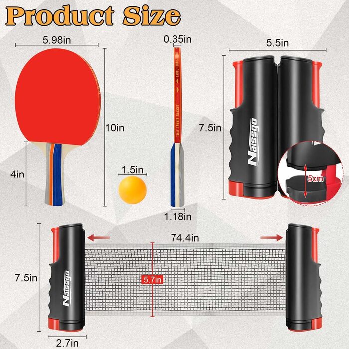Набір для настільного тенісу Profi: 2 ракетки, сітка, 8 м'ячів, сумка (Indoor/Outdoor)