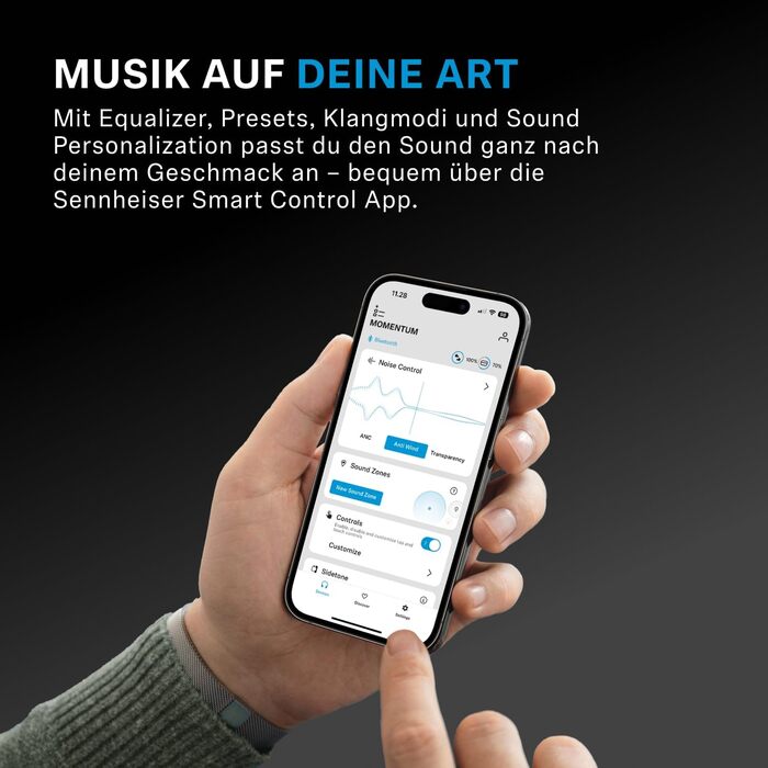 Навушники бездротові Sennheiser Momentum 4 Wireless з шумозаглушенням, Bluetooth, чорно-мідні