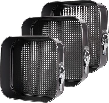 Набір форм для випікання тортів та кексів, квадратні, чорні, металеві, знімний дно, антипригарне покриття