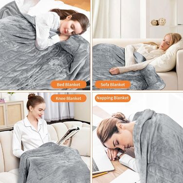 Електрична гріюча ковдра TOHDNC 180x150 см, фланель, 6 режимів нагріву, таймер, захист від перегріву