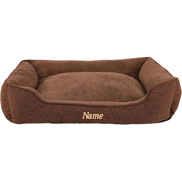 М'яке ліжко для собак Lionto знімний чохол, 75x60 см, коричневе, для собак та котів, з антиковзким дном