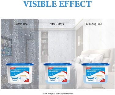 CANAGER Moisture Absorbing Box, Odor Eliminator and Dehumidifier, for Closet, Bedroom, Kitchen, Bathroom, 6 Pack, Fragrance-Free
