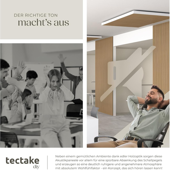 Акустичні панелі tectake® з імітацією дерева, світлий дуб, 2 шт. - для дому, декору стін, звукоізоляції