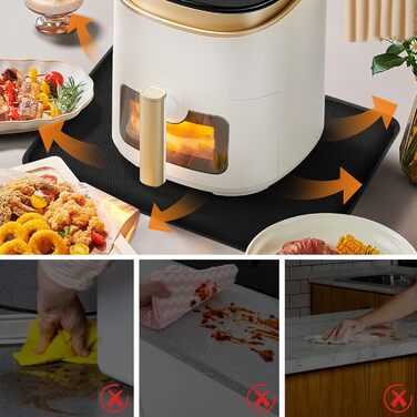Термостійкий килимок для захисту від нагрівання 60x40 см, вогнестійкий килимок для кухонних стільниць, силіконовий килимок, неслизький та водонепроникний для аір-фрі, кавомашини (50x30 см, чорний)