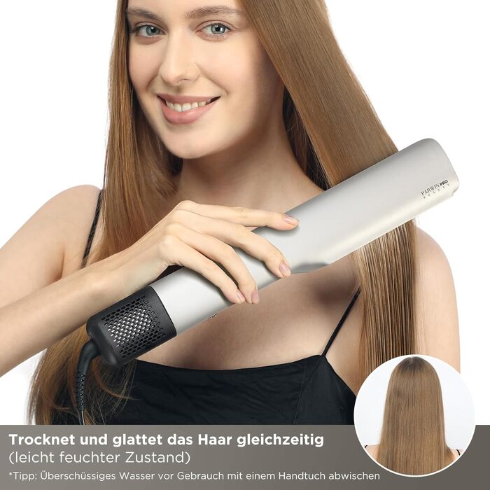 Плойка PARWIN PRO BEAUTY Ionen Air Glätteisen: без нагріву, для волосся 35-75 см, 1200W, темно-зелений (Champagnersilber Pro)