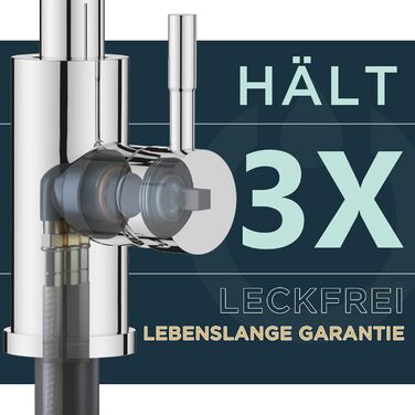 Змішувач кухонний FORIOUS чорного кольору з високим виливом та висувною лійкою, поворотний на 360°, полірований хром