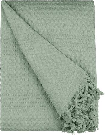 Покривало BOHORIA Premium 220x240 см, 100% бавовна, Oeko-Tex, вафельна текстура, двостороннє, смарагдове, велике для ліжка, дивана, Urban Loft