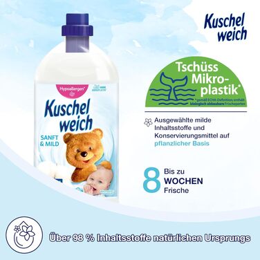 Кондиціонер для білизни Kuschelweich Sanft & Mild, гіпоалергенний, без мікропластику, 6 x 2 л (на 456 прань)