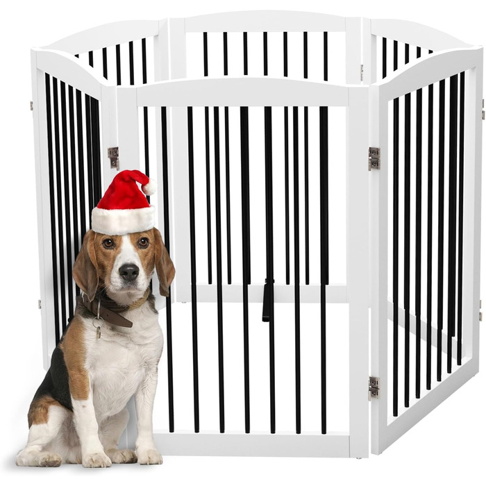 Захисний бар'єр для собак, перегородка для собак у квартиру без свердління, металева та дерев'яна, самостійна, перегородка для собак, ворота для собак, захисний бар'єр для собак, складна біла перегородка, 4 панелі, захист дверей, 24 дюйми * 4 (24 дюйми * 