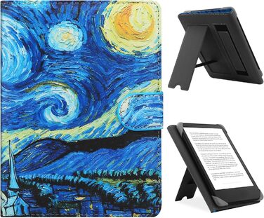 Чохол для електронних читалок 6.8-7 дюймів: Kindle, Kobo, Pocketbook, Tolino, Sony. Шкіряний чохол-підставка з принтом 