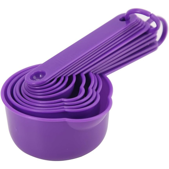 Measuring cup and spoon set, 11-piece plastic measuring cup and spoon set for dry and liquid ingredients, 5 measuring cups and 6 measuring spoon set for children for cooking and baking, color: