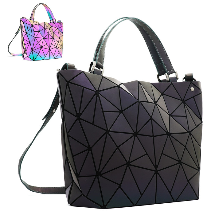 Геометричний гаманець жіночий світловідбиваючий, сумка крос-боді голографічна Geometrisches Portemonnaie CB-01-L