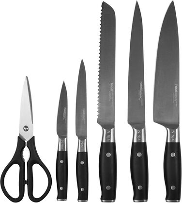Ninja Foodi StaySharp Knife Block Set - 6-Piece Stainless Steel Knife Set with Sharpener