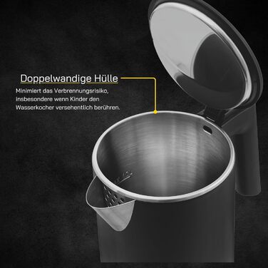 Електричний чайник Water 3300 C, 1,7 л, 2200 Вт, з захистом від накипу, чорний