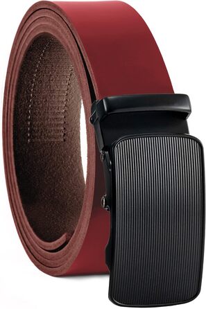 Чоловічий шкіряний ремінь Volmer ATG з автоматичною застібкою та регулюванням | Ширина 35 мм, довжина 125 см, колір бордовий